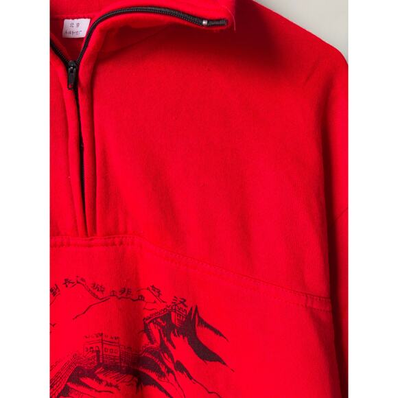 VTG "I Climbed the Great Wall of China" 1/4 Zip Red Collared Pullover Sweater - Picture 5 of 9